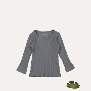 Stylish Gray Ribbed Long Sleeve Kids Tee by lovely Littles